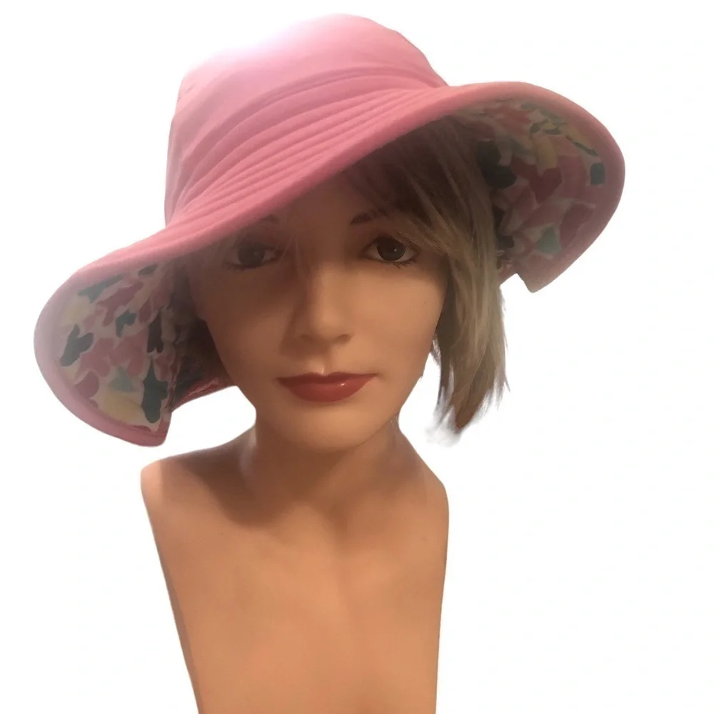 Hanna Andersson Reversible Floppy Sun Hat Pink/Heart Colorful Print Size M